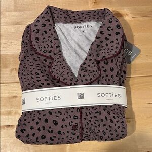 Softies Women's Leopard Print Pajama Set - Brown